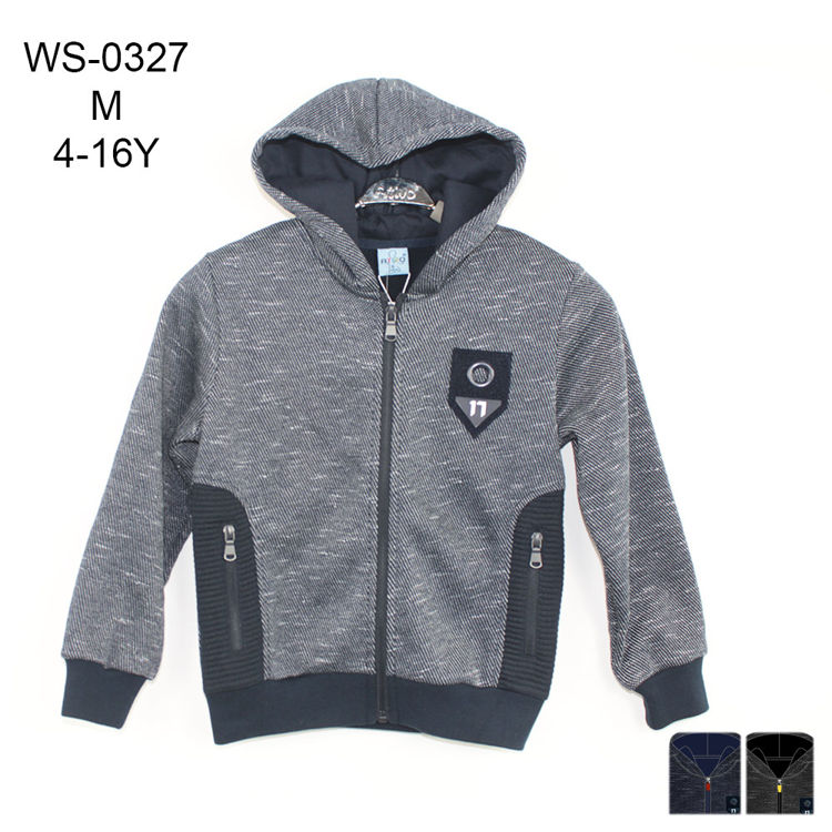 Picture of WS0327 BOYS WINTER THERMAL ZIP-UP HOODIE WITH TWO POCKETS